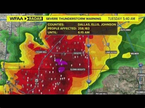 where a tornado warning was issued by the National Weather Service. . Dfw tornado warning